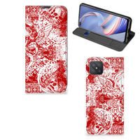 Mobiel BookCase OPPO Reno4 Z 5G Angel Skull Rood - thumbnail