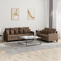 2-delige Loungeset met kussens stof bruin