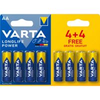 Batterij Varta AA 4+4 Alkaline Longlife Power - thumbnail