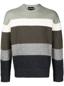 Emporio Armani pull en laine vierge à rayures - Vert