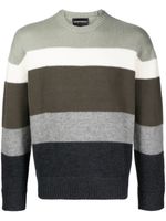 Emporio Armani pull en laine vierge à rayures - Vert - thumbnail