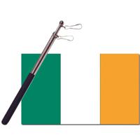 Landen vlag Ierland - 90 x 150 cm - met compacte draagbare telescoop vlaggenstok - supporters - thumbnail