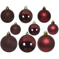 Decoris kerstballen - 30x st - donkerrood - 4-5-6 cm - kunststof - kerstversiering
