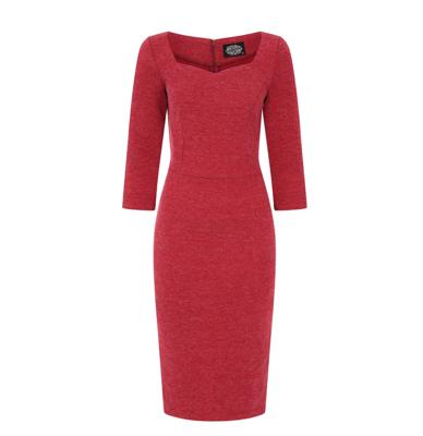 Hearts & Roses Eden Knitted Pencil Dress Red-XL