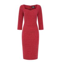 Hearts & Roses Eden Knitted Pencil Dress Red-S