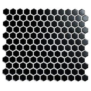 Porcelain Vintage Black Matt mozaiek hexagon 23x26 mm zwart mat
