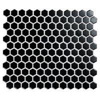 Porcelain Vintage Black Matt mozaiek hexagon 23x26 mm zwart mat - thumbnail