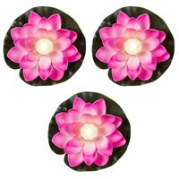 Set van 5x stuks roze waterlelies met LED-licht 13 cm