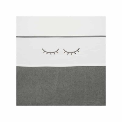 Meyco katoenen wieglaken sleepy eyes grijs Maat Meyco katoenen wieglaken sleepy eyes grijs Maat