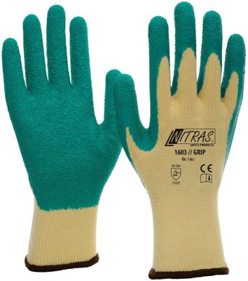 NITRAS SAFETY latex handschoen "grip " latex glove size 9 grip green/yellow
