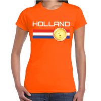 Holland landen shirt met gouden medaille en Nederlandse vlag oranje voor dames 2XL  -