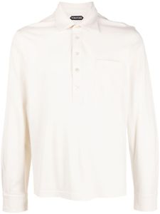 TOM FORD polo en maille fine à manches longues - Blanc