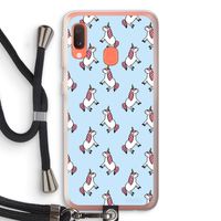 Eenhoorns overal: Samsung Galaxy A20e Transparant Hoesje met koord
