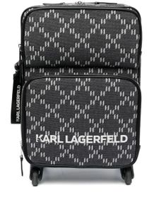 Karl Lagerfeld Rolkoffer met monogram patroon - Zwart