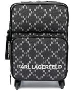 Karl Lagerfeld Rolkoffer met monogram patroon - Zwart - thumbnail