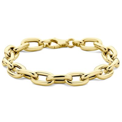 Armband Paperclip Ronde buis geelgoud 8,5 mm 19 cm