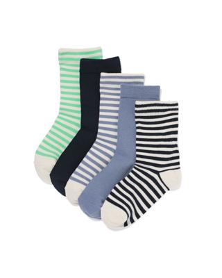 HEMA Kinder enkelsokken strepen - 5 paar donkerblauw (donkerblauw)