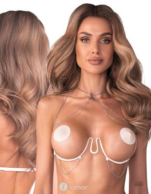 * OBSESSIVE Harnas Bra Ouvert met Kettinkjes, OB-Lustique_White