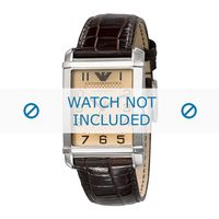Armani horlogeband AR0489 Leder Donkerbruin 24mm + bruin stiksel - thumbnail