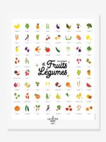 Mijn eerste fruit- en groenteposter LES PETITES DATES wit - thumbnail