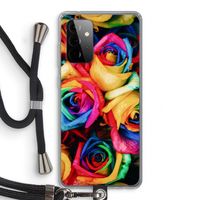 Neon bloemen: Samsung Galaxy A72 5G Transparant Hoesje met koord