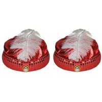 Sultan verkleed hoedje/tulband met veer - 4x stuks - rood - 1001 nacht/Arabische prins - sprookjes t