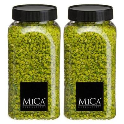Mica Decorations decoratie stenen/granulaat - 2x - 650ml - groen - hobby steentjes
