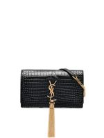 Saint Laurent sac Kate Monogram à détail de pompon - Noir