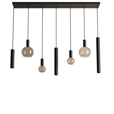 Hanglamp Riva recht 7 lichts zwart