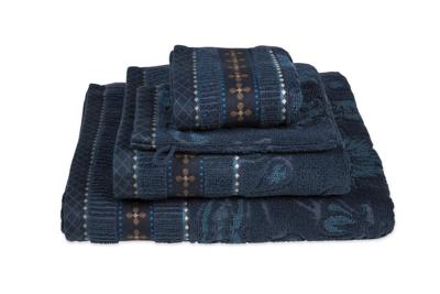 Pip Studio Pip Studio Jasmin Jacquard douchelaken Donkerblauw 70x140 cm