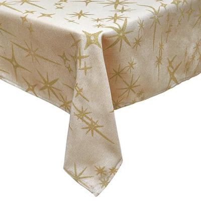 Tafelkleed - beige - sterren opdruk - 140 x 360 cm - rechthoekig - tafellaken