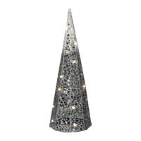 Countryfield LED verlichte kegel kerstboom lamp - zilver - 20 leds - H40 cm - timer - thumbnail