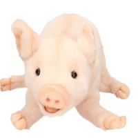 Pluche big/varken knuffel - liggend - 28 cm - boerderij knuffels