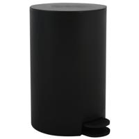 MSV kleine pedaalemmer - kunststof - zwart - 3L - 15 x 27 cm - Badkamer/toilet   -