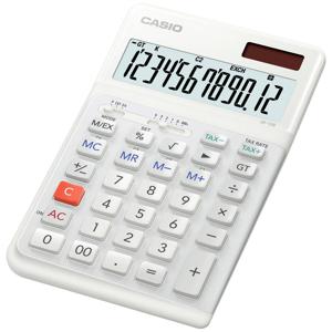 Casio JE-12E-WE Bureaurekenmachine Wit Aantal displayposities: 12 werkt op batterijen, werkt op zonne-energie (b x h x d) 111 x 178 x 24 mm