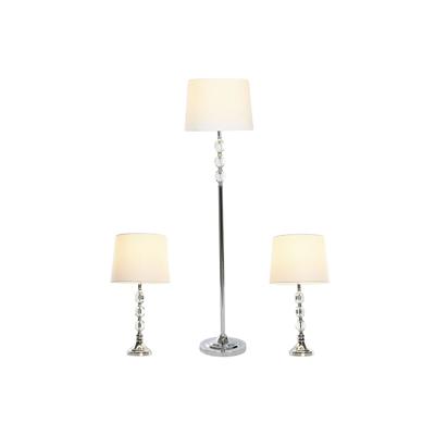 Vloerlamp Home ESPRIT Wit Zilverkleurig 50 W 220 V 35 x 35 x 150 cm (3 Onderdelen)