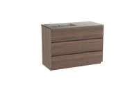 Storke Edge staand badmeubel 110 x 52 cm notenhout met Diva asymmetrisch linkse wastafel in top solid zijdegrijs
