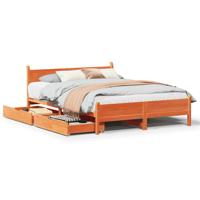 Bedframe zonder matras massief grenenhout wasbruin 120x190 cm
