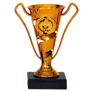 Luxe trofee/prijs beker met oren - brons - kunststof - 17 x 11 cm - sportprijs   -