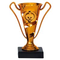 Luxe trofee/prijs beker met oren - brons - kunststof - 17 x 11 cm - sportprijs   -