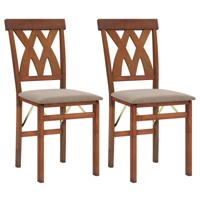 Set van 2 Inklapbare Eetkamerstoelen Armloze Stoelen met Lattenrugleuning en Gestoffeerde Kussens Stevig Frame van Viniahout