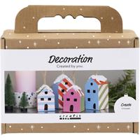 Creativ Company Mini hobbyset decoratie, huizen, kleurrijk, 1 doos
