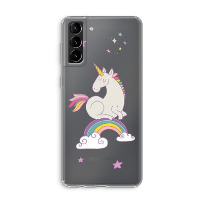Regenboog eenhoorn: Samsung Galaxy S21 Plus Transparant Hoesje