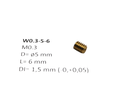 W0.3-5-6 M0.3 D=ø5 L=6 DI=1.5 mm wormwiel