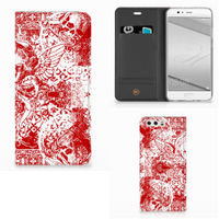 Mobiel BookCase Huawei P10 Plus Angel Skull Rood