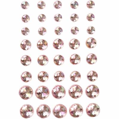 Hobby/knutsel kristal plaksteentjes - 40x stuks - roze - strass steentjes - Plak juwelen
