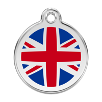 UK Flag Navy roestvrijstalen hondenpenning large/groot dia. 3,8 cm - Reddingo