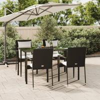 5-delige Tuinset met kussens poly rattan zwart