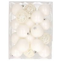 Set van 37x stuks plastic/kunststof kerstballen winter wit 6 cm - Kerstbal