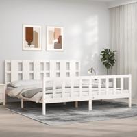 Bedframe zonder matras massief grenenhout wit 200x200 cm